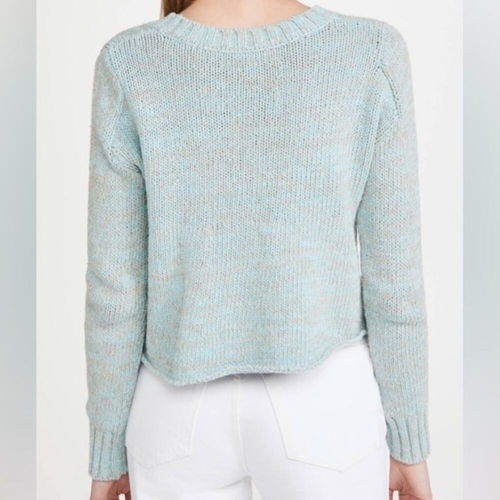 Dannijo L Cropped Cardigan With Pearl Buttons in Blue & Grey Heather - Picture 3 of 11